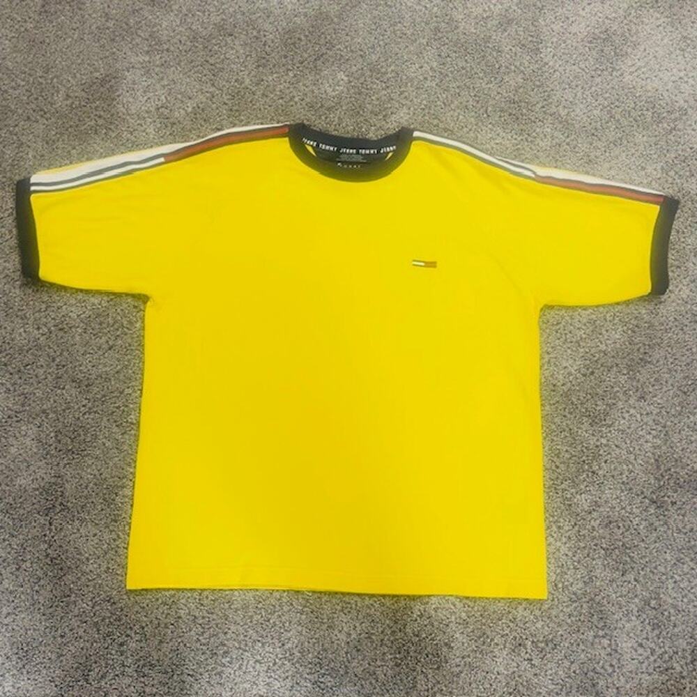 Tommy Jeans Tommy Hilfiger Vintage Mens Yellow Short Sleeve Polo Shirt -Size L